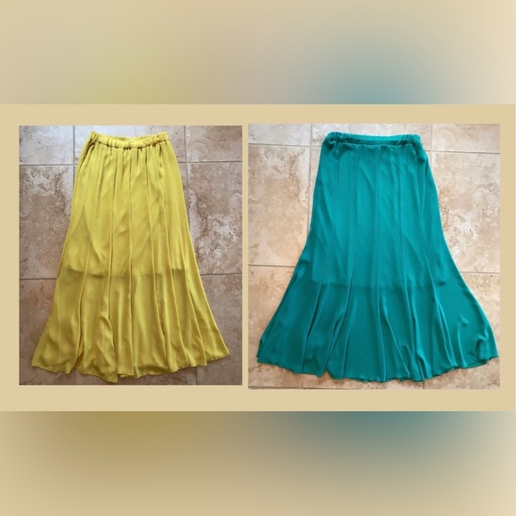 Flowy Maxi Skirt Bundle Set (Size S) - Mustard Yellow & Turquoise - Picture 1 of 17